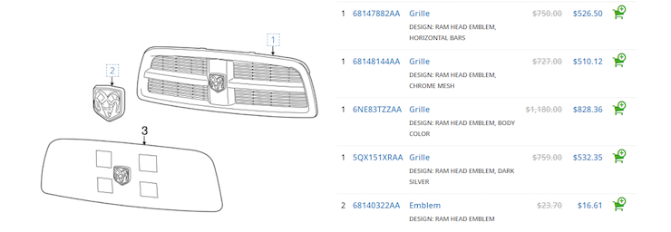 Ram grille costs